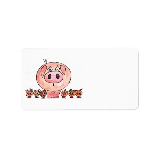Sechs kleine Schweine Adressaufkleber (Vorne)