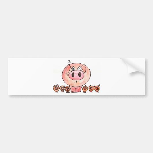 Sechs kleine Schweine Autoaufkleber (Vorne)