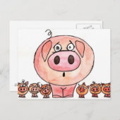 Sechs kleine Schweine Postkarte (Vorne/Hinten)