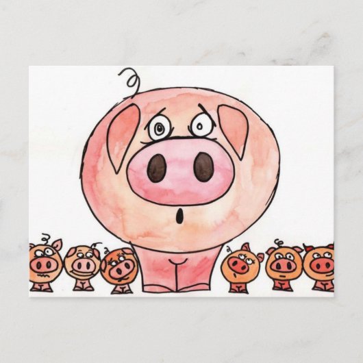 Sechs kleine Schweine Postkarte (Vorderseite)