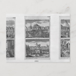 Sechs königliche Statuen zerstört in Paris Postkarte