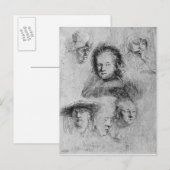 Sechs Kopf mit Saskia van Uylenburgh Postkarte (Vorne/Hinten)