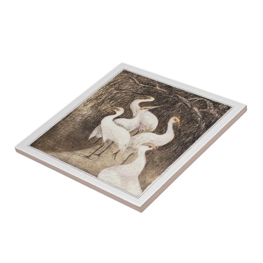 Sechs Krane am Wasserrand, Viktorianische Kunst de Fliese (Seite)