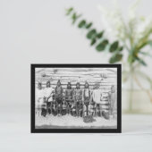 Sechs-Krieges-Party - Vintages Portrait Postkarte (Stehend Vorderseite)