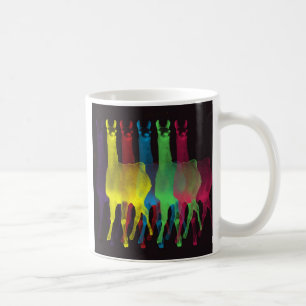 sechs Lamas in sechs Farben Kaffeetasse