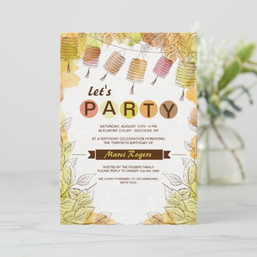 Sechs Laternen Einladung (Stehend Vorderseite)