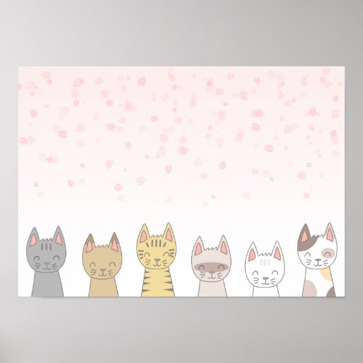 Sechs liebenswerte Katzen. Poster (Vorne)