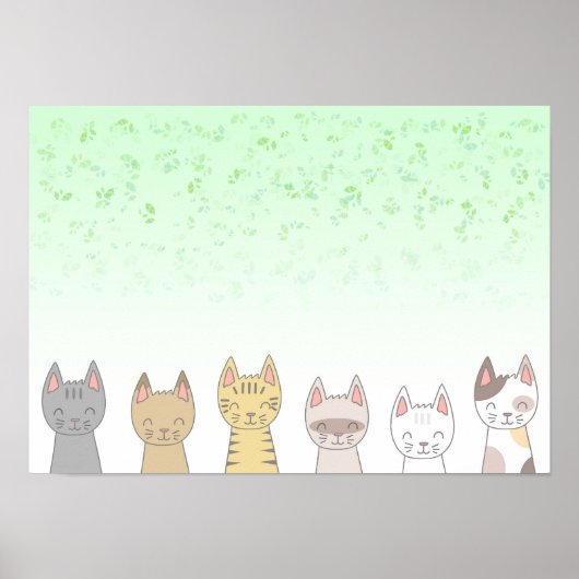 Sechs liebenswerte Katzen. Poster (Vorne)