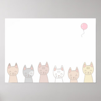 Sechs liebenswerte Katzen. Poster