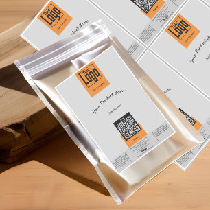 Sechs Logo QR Code Grau Orange Großes Produktetike Aufkleber
