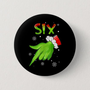 Sechs lustige sechs sieben 6 7 Meme Santa Weihnach Button