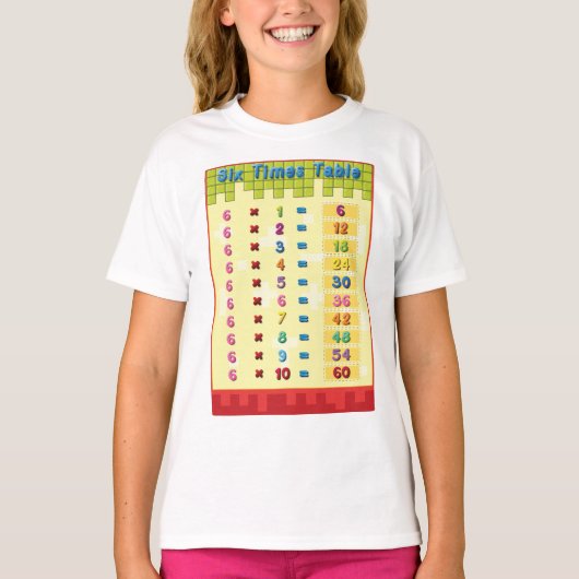 Sechs mal T - Shirt für Tischmädchen (Vorderseite)