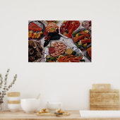 Sechs Meeresfrüchte-Plättchen für alle Nahrungssuc Poster (Küche)