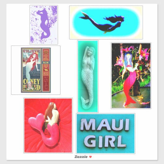 sechs Meerjungfrau Aufkleber (Blatt)