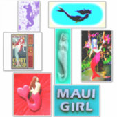 sechs Meerjungfrau Aufkleber (Vorderseite)