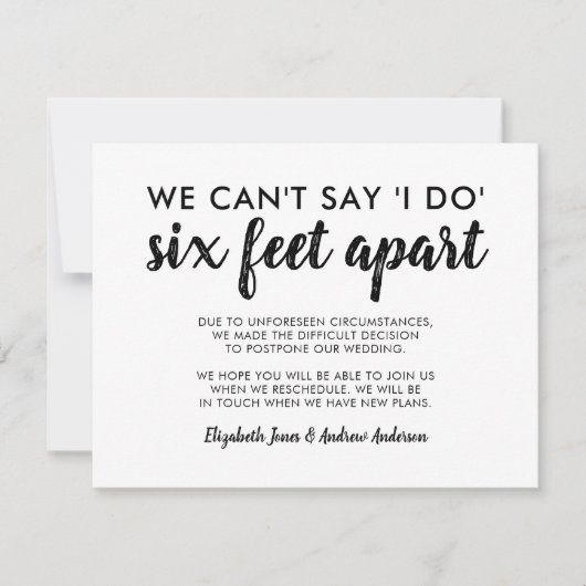 Sechs Meter Apart Änderung des Datums Hochzeittypo Ankündigung (Vorderseite)