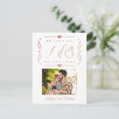 Sechs Meter später Hochzeitstag Ankündigungspostkarte (Stehend Vorderseite)