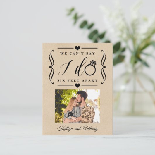 Sechs Meter später Hochzeitstag Ankündigungspostkarte (Stehend Vorderseite)