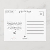 Sechs Meter später Hochzeitstag Ankündigungspostkarte (Rückseite)