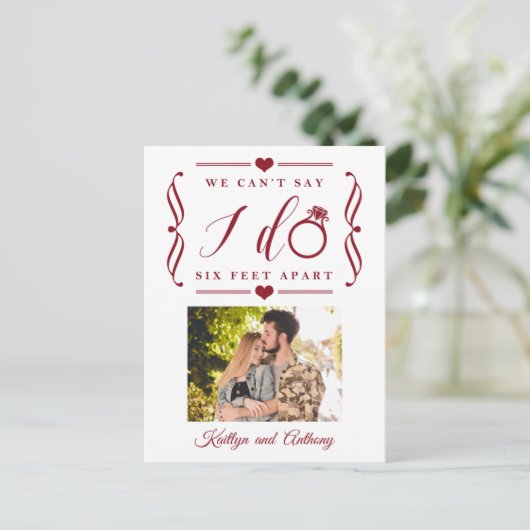 Sechs Meter später Hochzeitstag Ankündigungspostkarte (Stehend Vorderseite)