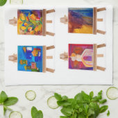 Sechs Mini-Gemälde mit weißen, abgeschiedenen Aale Küchentuch (Gefaltet)