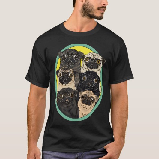 Sechs Möpse von FivePugs T-Shirt (Vorderseite)
