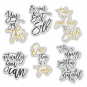 Sechs Motivierend Hochstellungsangebote - Elegante Aufkleber (Vorderseite)