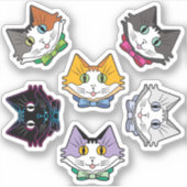 Sechs Niedliche Mini-Mehrfarbenkatze mit Kiss-Cut- Aufkleber (Vorderseite)