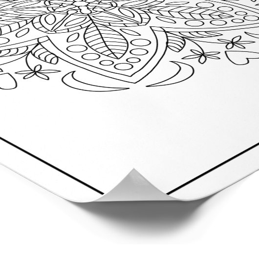 Sechs Petals Geometric Mandala Blume Aduloring Poster (Ecke)