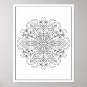 Sechs Petals Geometric Mandala Blume Aduloring Poster (Vorne)