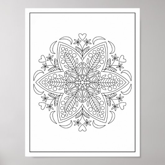 Sechs Petals Geometric Mandala Blume Aduloring Poster (Vorne)