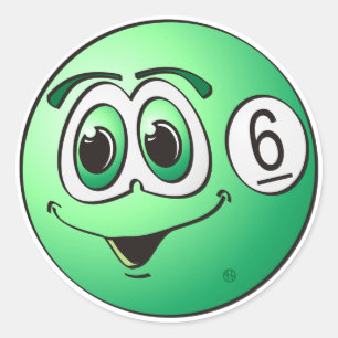 Sechs-Pool-Ball-Cartoon Runder Aufkleber