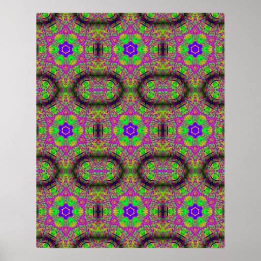 Sechs-Punkte-blaue Sterne groovy psychedelisch Poster (Vorne)