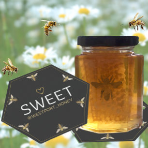 Sechs Queen Bee HEXAGON Honey mit Herzwerbung Untersetzer