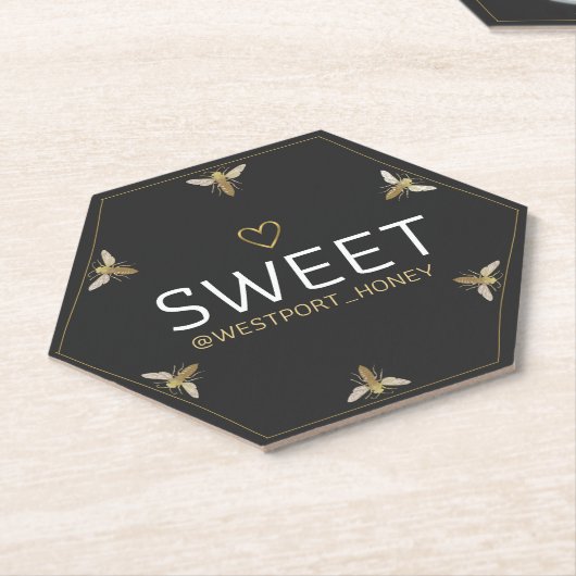 Sechs Queen Bee HEXAGON Honey mit Herzwerbung Untersetzer (angewinkelt)