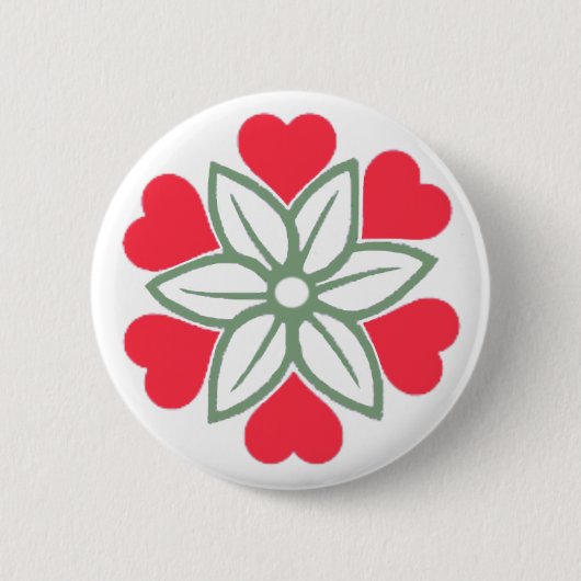 Sechs rotes Herz-Blumen-Knopf-Button-Abzeichen Button (Vorderseite)