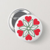 Sechs rotes Herz-Blumen-Knopf-Button-Abzeichen Button (Vorne & Hinten)