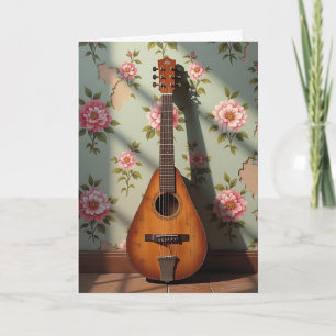 Sechs-Saitige-Dulcimer-Vintage-Blumen-Geburtstag Karte