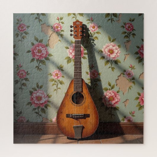 Sechs-saitiges Dulcimer Vintage-Blumenmuster Puzzle (Vertikal)