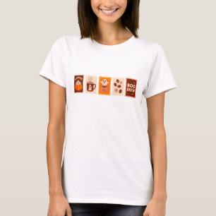 Sechs Sätze von Poststempel-Designs für Kaffee-Hal T-Shirt
