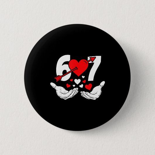 Sechs Sieben 67 6 7 Kinder 67 Meme Hände Lustig Va Button (Vorderseite)