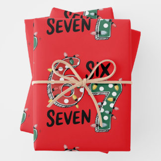 Sechs Sieben 67 6 7 Weihnachts Meme Lustiges Xmas Geschenkpapier Set