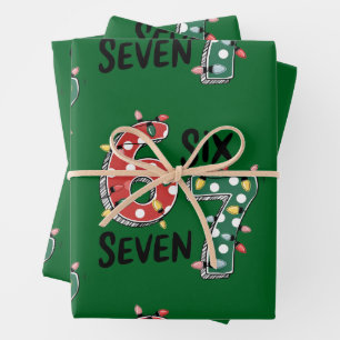Sechs Sieben 67 6 7 Weihnachts Meme Lustiges Xmas Geschenkpapier Set