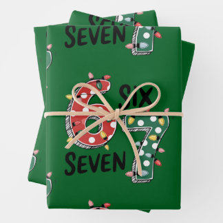 Sechs Sieben 67 6 7 Weihnachts Meme Lustiges Xmas Geschenkpapier Set