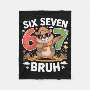 Sechs Sieben 67 Bruh Groundhog Dabbing Lustig 6 7 Fleecedecke