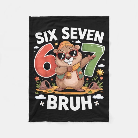 Sechs Sieben 67 Bruh Groundhog Dabbing Lustig 6 7 Fleecedecke (Vorderseite)