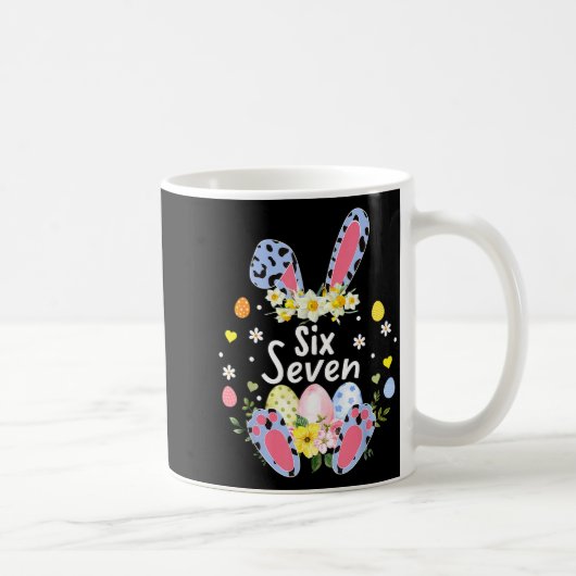 Sechs sieben 67 Meme 6 7 Bunny Leopard Kinder lust Kaffeetasse (Rechts)