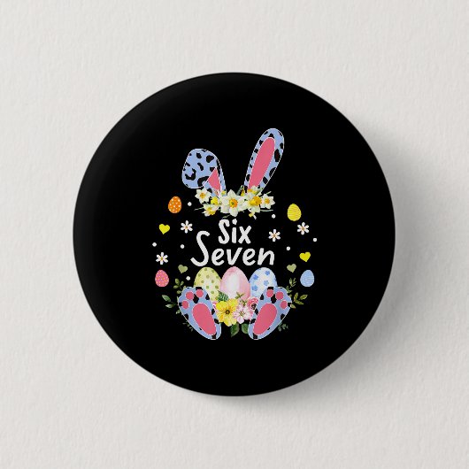 Sechs sieben 67 Meme 6 7 Kaninchen Leopard Kinder Button (Vorderseite)