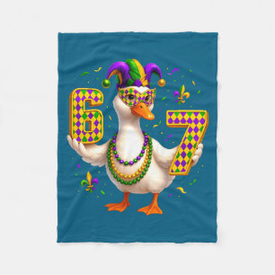 Sechs Sieben 67 Meme Gans mit Narrenhut & Perle Fleecedecke