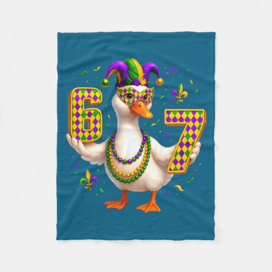 Sechs Sieben 67 Meme Gans mit Narrenhut & Perle Fleecedecke (Vorderseite)